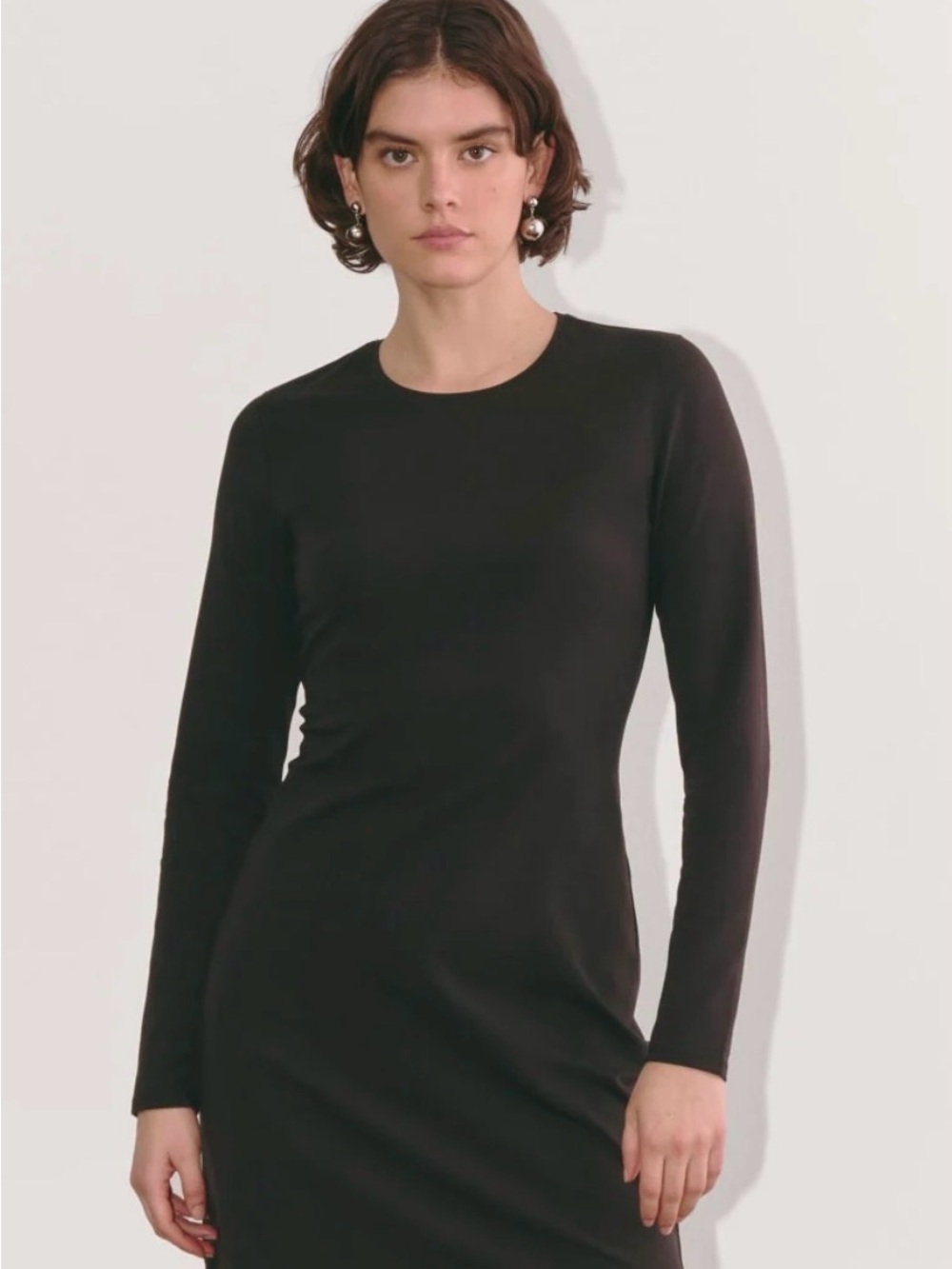Everlane The Forme Classic Black Long-Sleeve Crewneck Mini Dress Women’s X Large